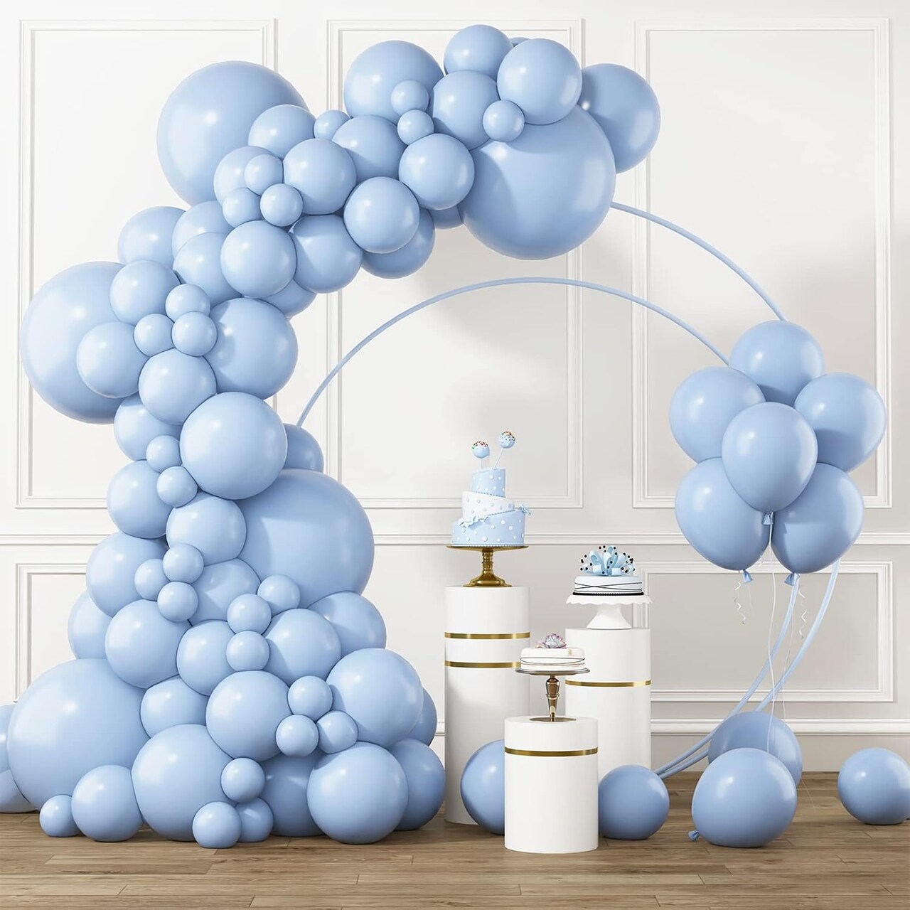 Pastel Blue Balloons Different Sizes 105pcs 5/10/12/18 Inch for Garland Arch, Light Blue Latex Balloons for Party Decorations